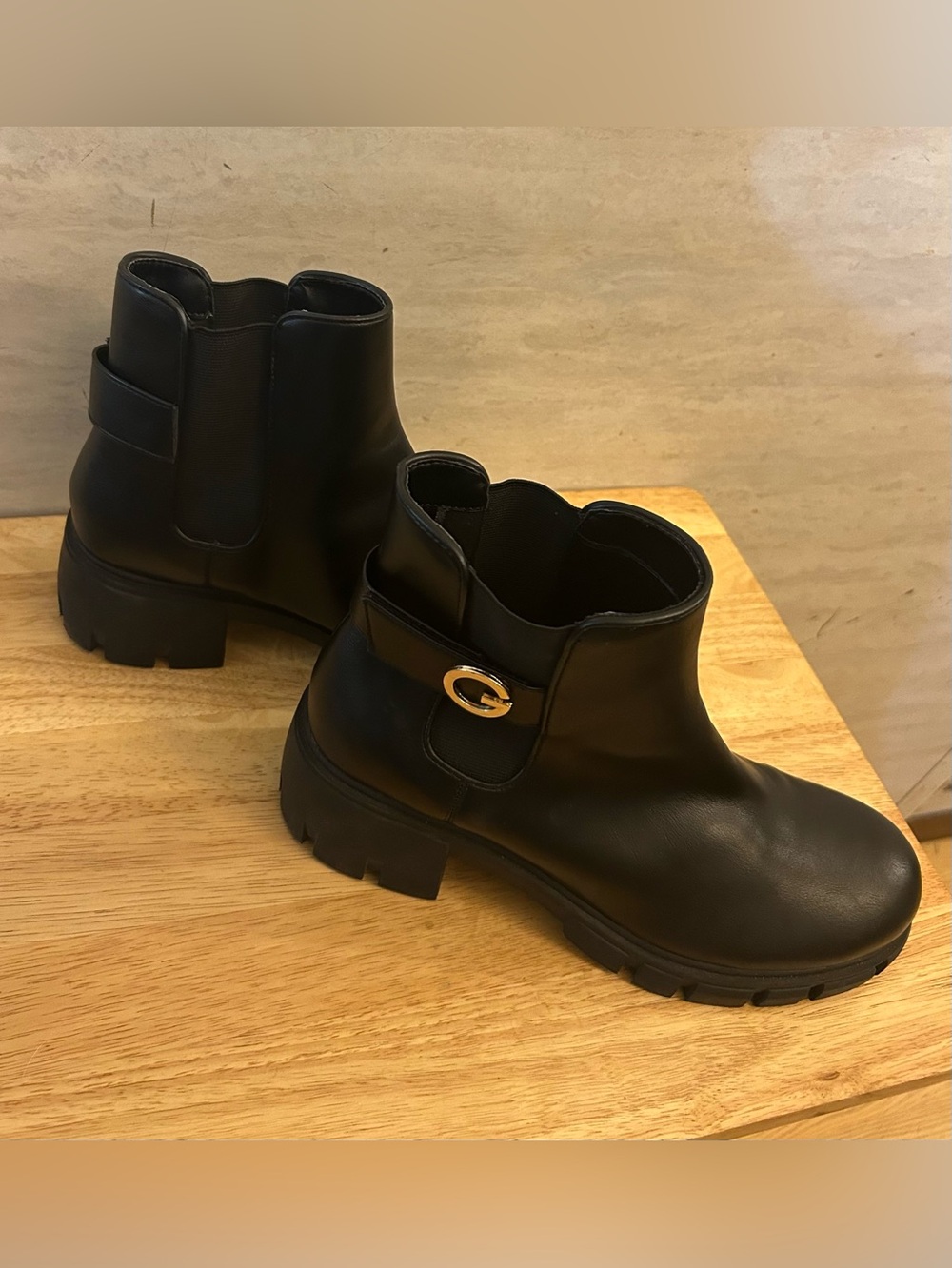 GBG Los Angeles Black Lug Sole Chelsea Boots